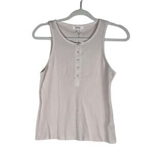 NWT Women's Tan Tank Top Shirt Textured Splendid Collection Button Collar M